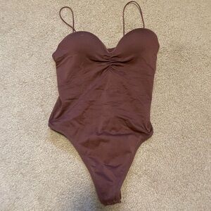 Brown Spaghetti Strap Bodysuit